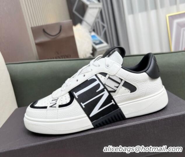 Durable Valentino VL7N Low Banded Calfskin Sneakers White/Black 121124