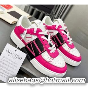 Low Cost Valentino VL7N Low Banded Calfskin Sneakers Dark Pink 121125