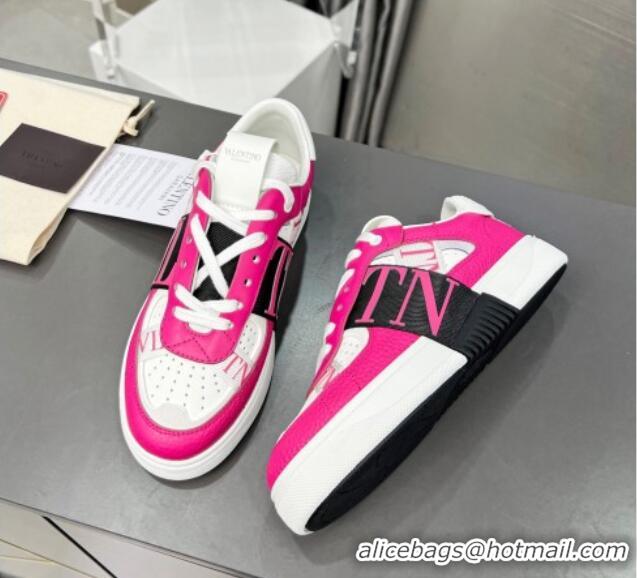 Low Cost Valentino VL7N Low Banded Calfskin Sneakers Dark Pink 121125