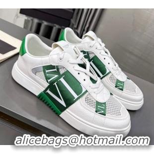 Good Looking alentino VL7N Low Banded Calfskin and Mesh Sneakers Green 121128