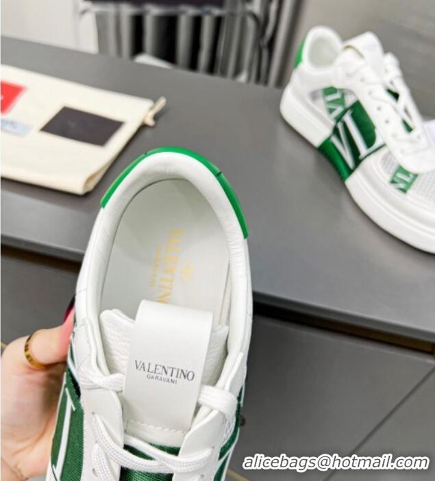 Good Looking alentino VL7N Low Banded Calfskin and Mesh Sneakers Green 121128