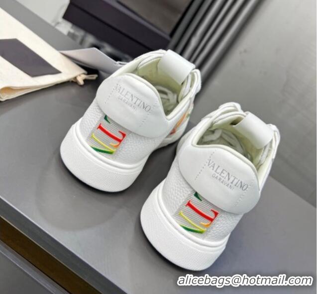 Pretty Style Valentino VL7N Low Banded Calfskin and Mesh Sneakers White/Multicolor 1121130