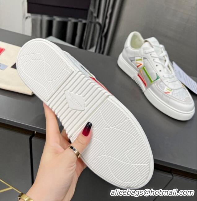 Pretty Style Valentino VL7N Low Banded Calfskin and Mesh Sneakers White/Multicolor 1121130