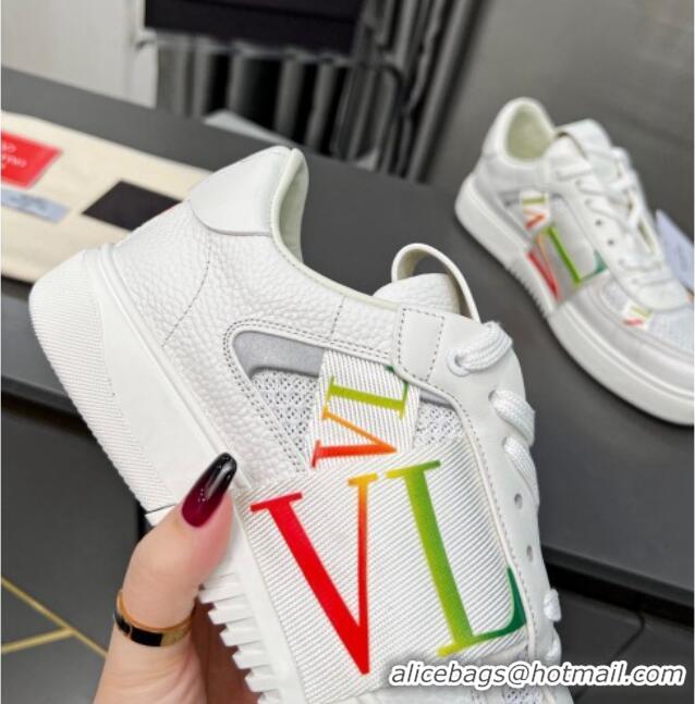 Pretty Style Valentino VL7N Low Banded Calfskin and Mesh Sneakers White/Multicolor 1121130