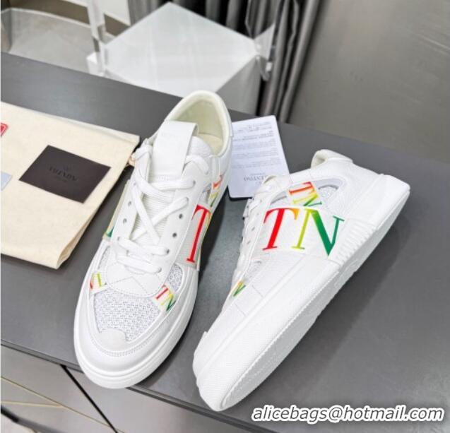 Pretty Style Valentino VL7N Low Banded Calfskin and Mesh Sneakers White/Multicolor 1121130