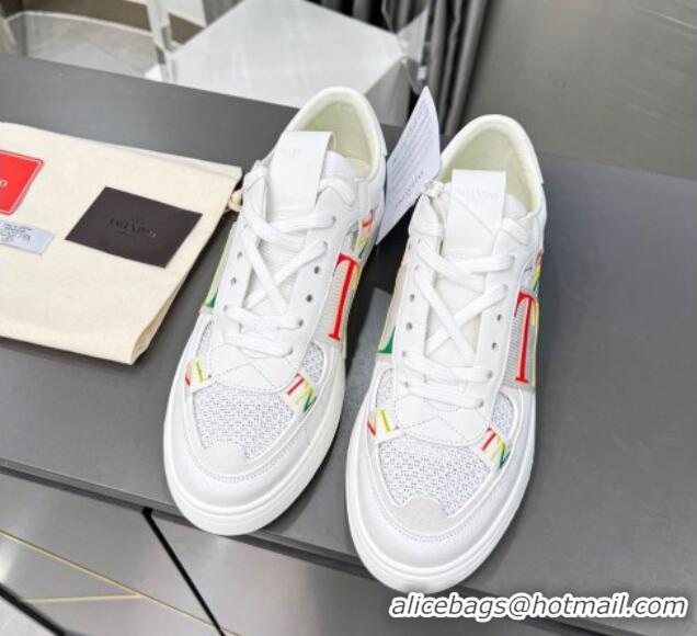 Pretty Style Valentino VL7N Low Banded Calfskin and Mesh Sneakers White/Multicolor 1121130