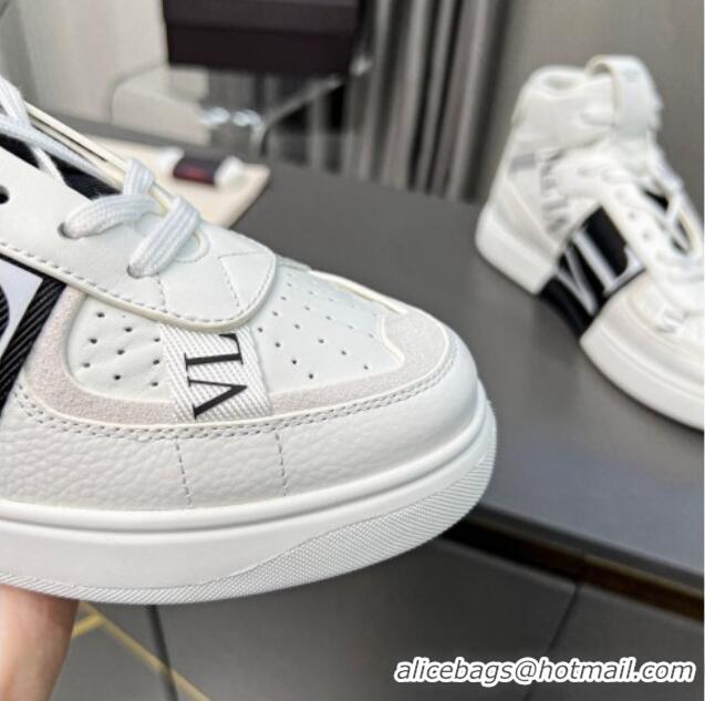 Most Popular alentino VL7N High Banded Calfskin and Mesh Sneakers White1/Black 1121134