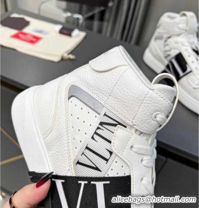 Most Popular alentino VL7N High Banded Calfskin and Mesh Sneakers White1/Black 1121134