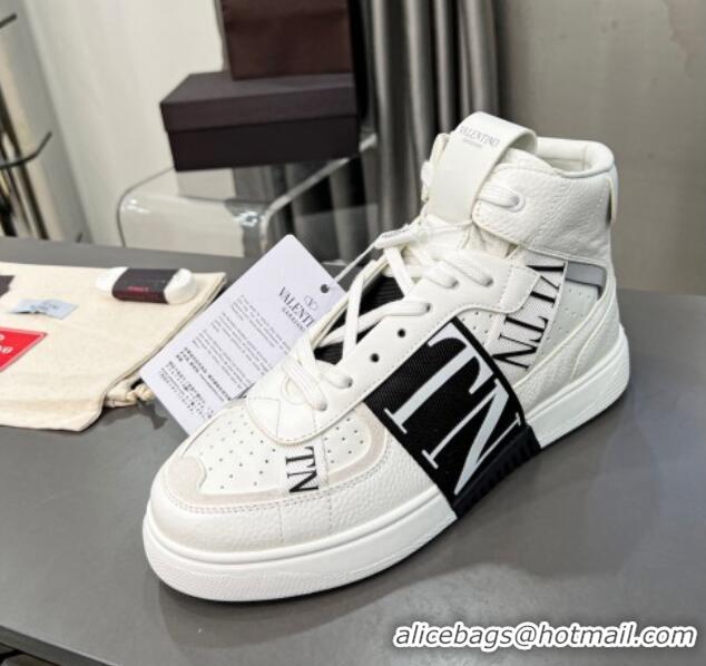 Most Popular alentino VL7N High Banded Calfskin and Mesh Sneakers White1/Black 1121134