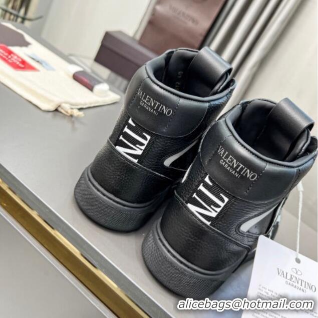 Top Design Valentino VL7N High Banded Calfskin and Mesh Sneakers Black/White 1121135