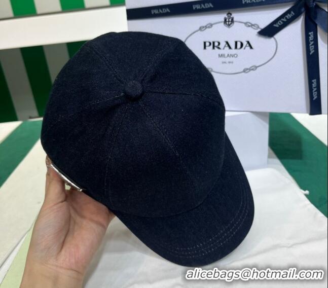 Grade Cheap Prada Denim Baseball Hat PR08241 Dark Blue 2023