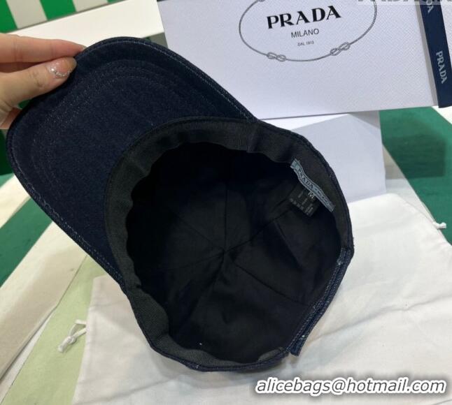 Grade Cheap Prada Denim Baseball Hat PR08241 Dark Blue 2023