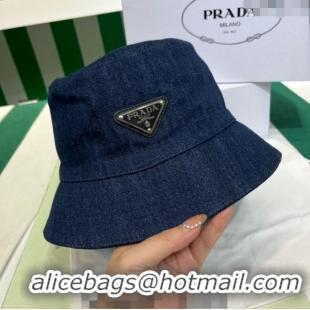 Buy Promotional Prada Denim Bucket Hat PR08241 Dark Blue 2023