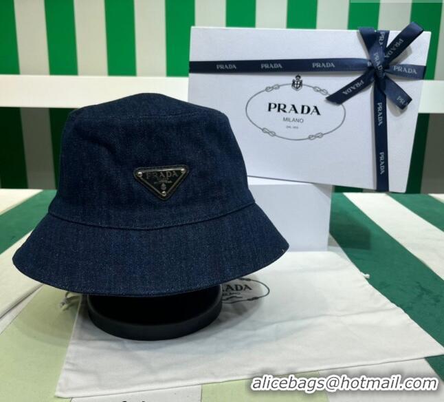 Buy Promotional Prada Denim Bucket Hat PR08241 Dark Blue 2023