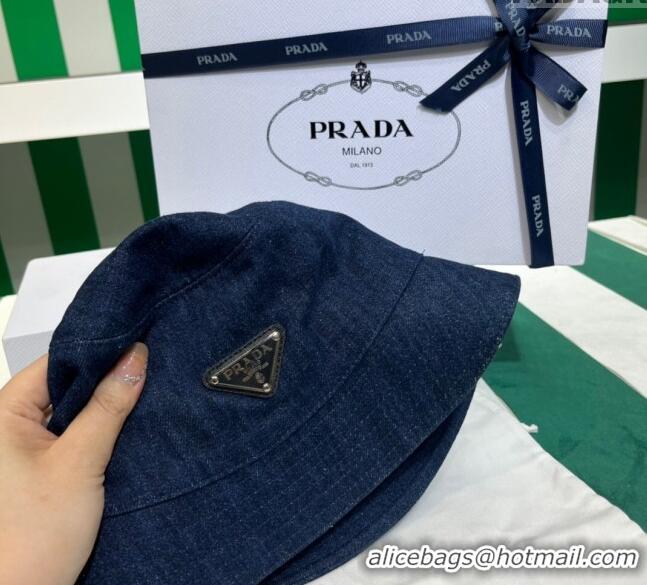 Buy Promotional Prada Denim Bucket Hat PR08241 Dark Blue 2023