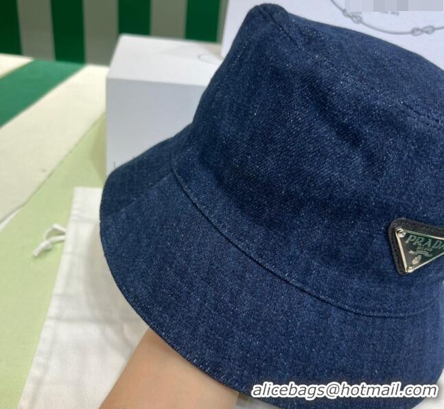 Buy Promotional Prada Denim Bucket Hat PR08241 Dark Blue 2023