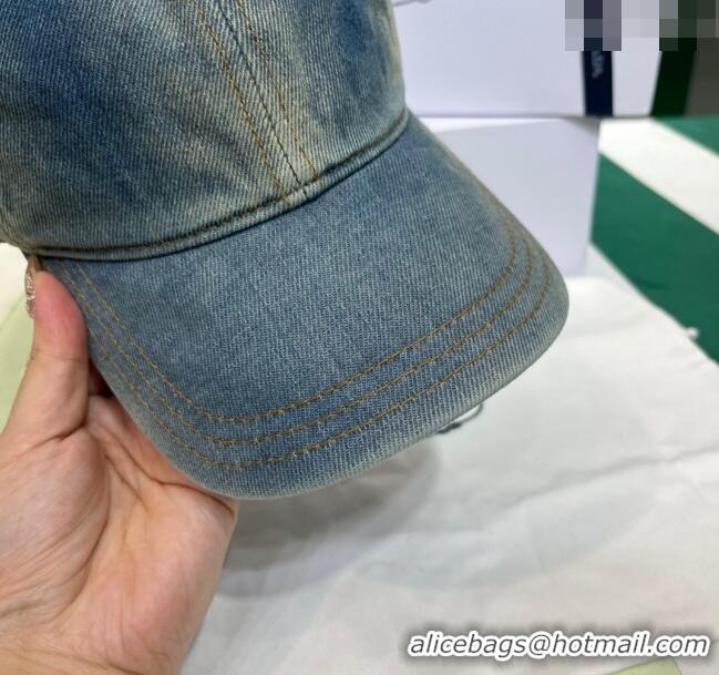 Unique Style Prada Washed Denim Baseball Hat PR08241 Blue 2023