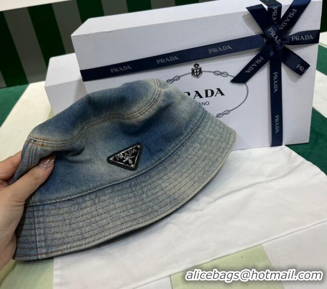 Good Taste Prada Washed Denim Bucket Hat PR08241 Blue 2023