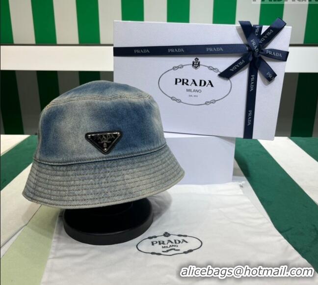 Good Taste Prada Washed Denim Bucket Hat PR08241 Blue 2023