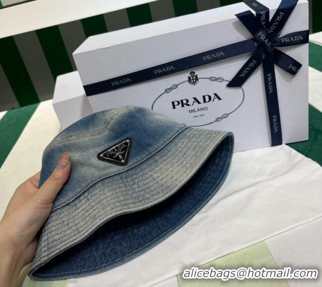 Good Taste Prada Washed Denim Bucket Hat PR08241 Blue 2023