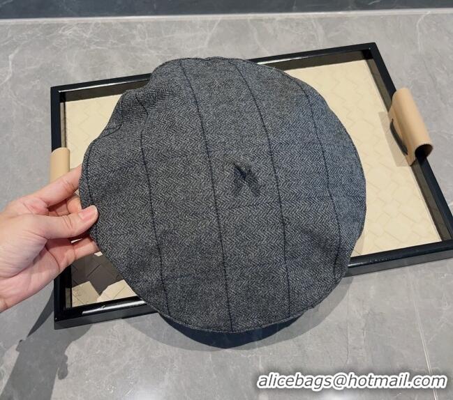 Fashion Discount Prada Check Beret Hat PR09121 Dark Grey 2023