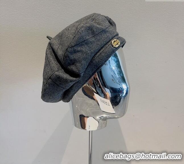 Fashion Discount Prada Check Beret Hat PR09121 Dark Grey 2023