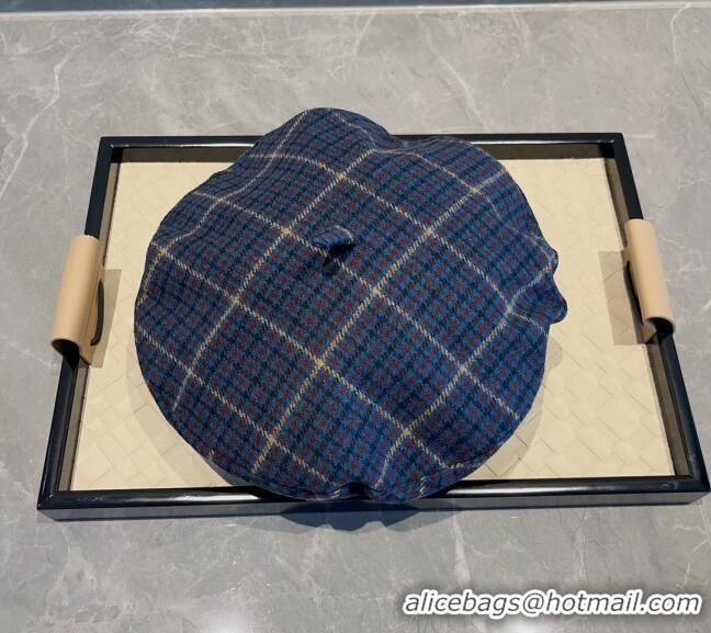 Good Product Prada Check Beret Hat PR09121 Navy Blue 2023