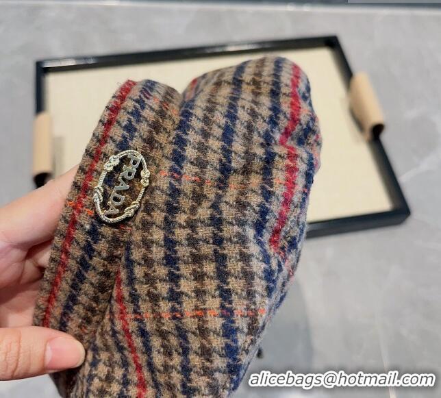 Top Quality Prada Check Beret Hat PR09121 Beige 2023