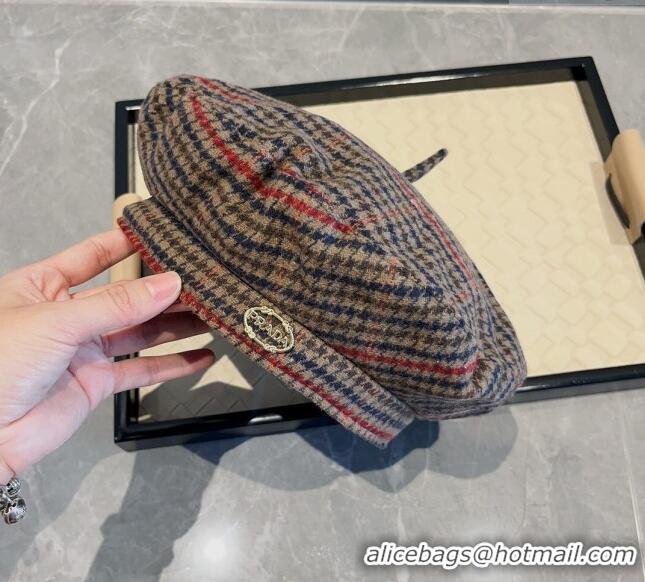 Top Quality Prada Check Beret Hat PR09121 Beige 2023