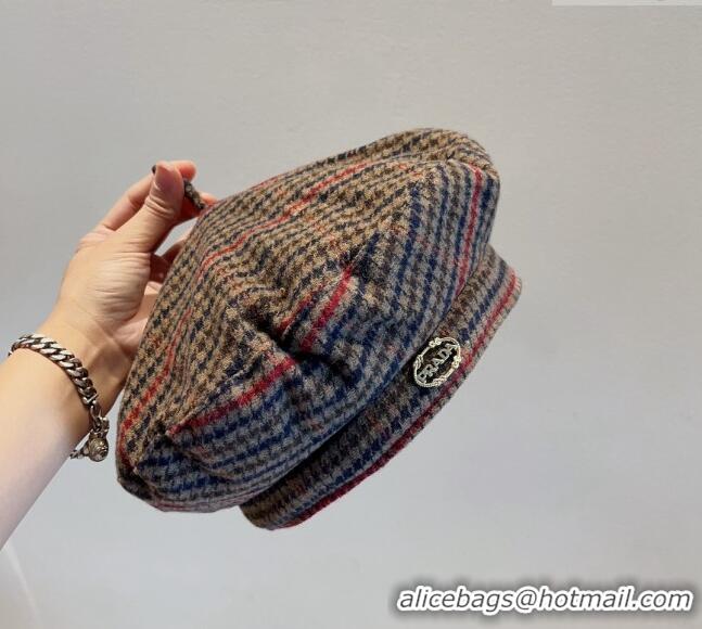 Top Quality Prada Check Beret Hat PR09121 Beige 2023