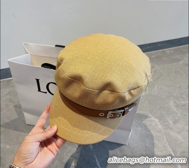 Top Grade Prada Fabric Hat with Logo Belt PR09122 Yellow 2023