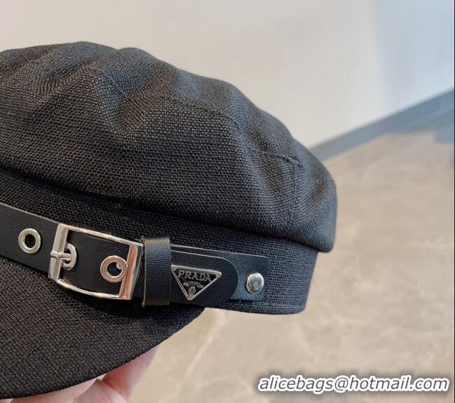 Best Price Prada Fabric Hat with Logo Belt PR09122 Black 2023