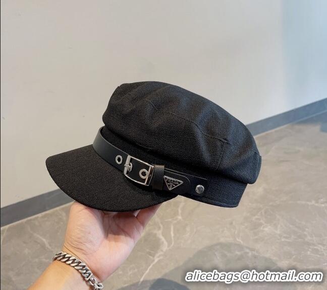 Best Price Prada Fabric Hat with Logo Belt PR09122 Black 2023