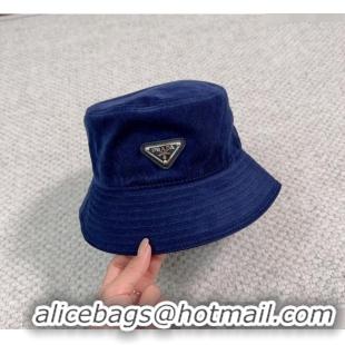 Pretty Style Prada Corduroy Bucket Hat PR1018001 Blue 2023