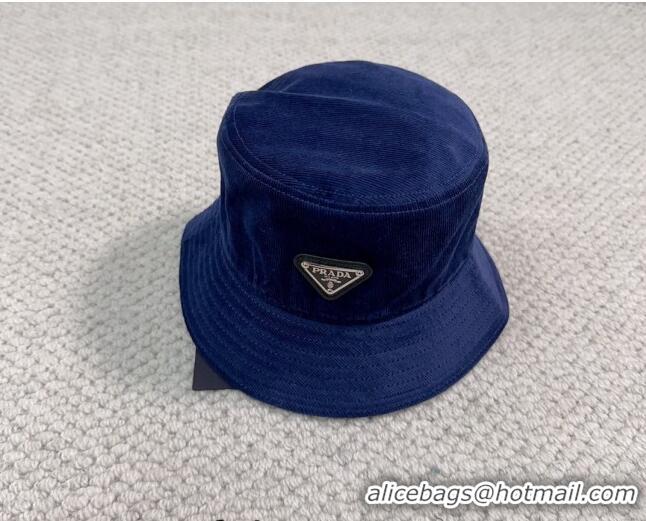 Pretty Style Prada Corduroy Bucket Hat PR1018001 Blue 2023