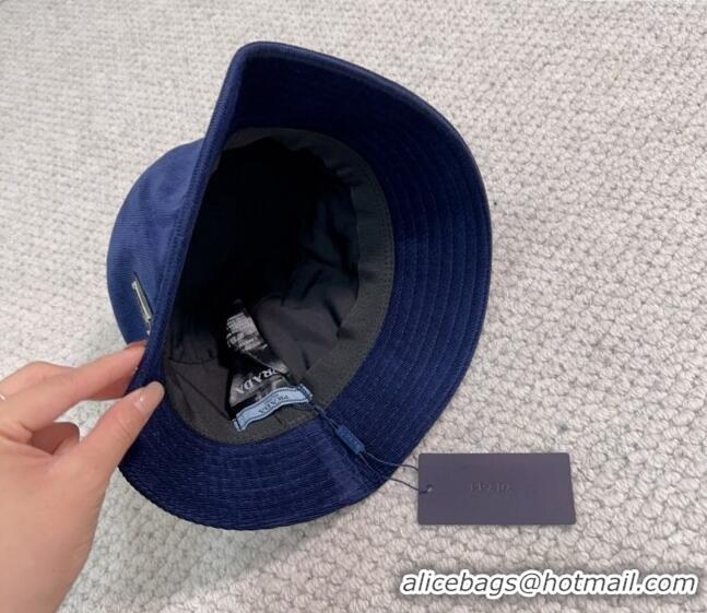 Pretty Style Prada Corduroy Bucket Hat PR1018001 Blue 2023