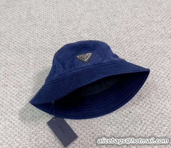 Pretty Style Prada Corduroy Bucket Hat PR1018001 Blue 2023