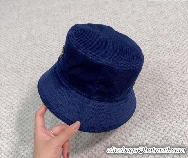 Pretty Style Prada Corduroy Bucket Hat PR1018001 Blue 2023