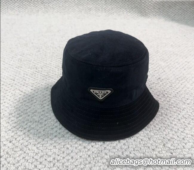 Good Looking Prada Corduroy Bucket Hat PR1018001 Black 2023