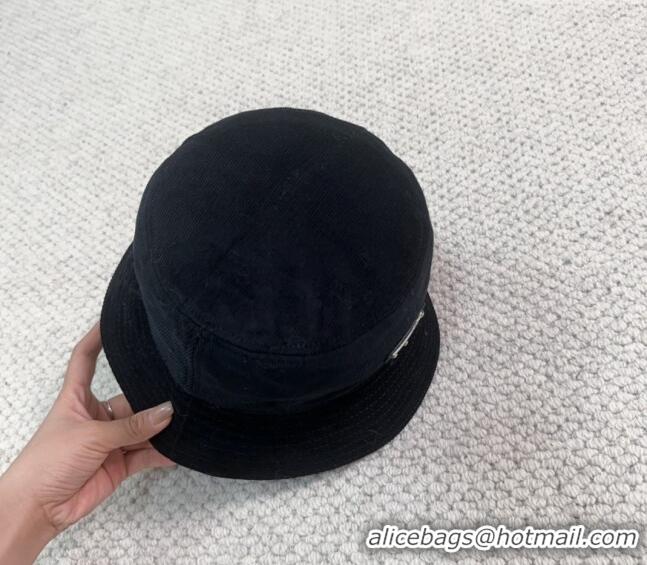 Good Looking Prada Corduroy Bucket Hat PR1018001 Black 2023