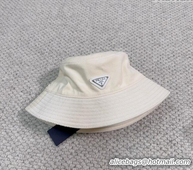 Luxury Discount Prada Corduroy Bucket Hat PR1018001 White 2023