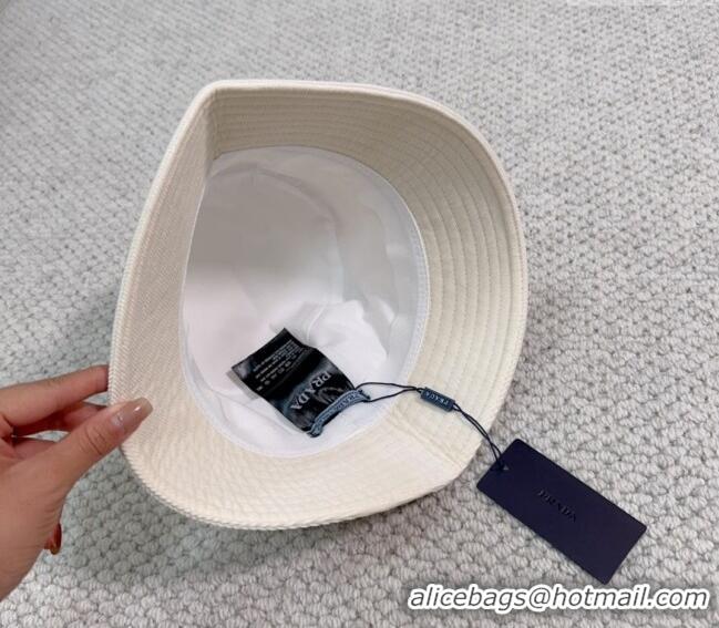 Luxury Discount Prada Corduroy Bucket Hat PR1018001 White 2023