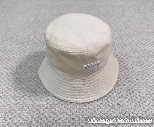 Luxury Discount Prada Corduroy Bucket Hat PR1018001 White 2023