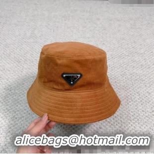 Reasonable Price Prada Corduroy Bucket Hat PR1018001 Brown 2023