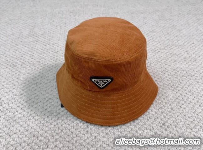 Reasonable Price Prada Corduroy Bucket Hat PR1018001 Brown 2023