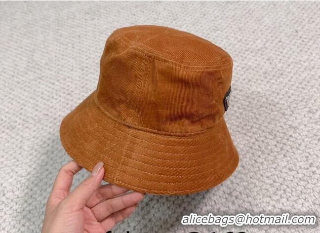 Reasonable Price Prada Corduroy Bucket Hat PR1018001 Brown 2023