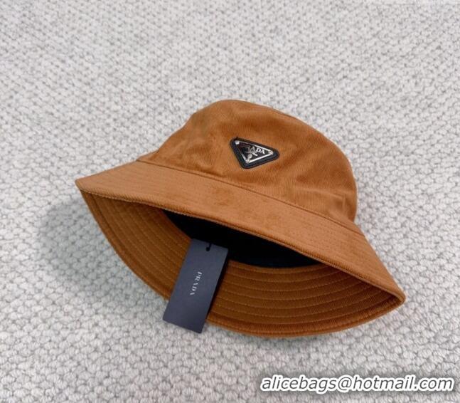 Reasonable Price Prada Corduroy Bucket Hat PR1018001 Brown 2023