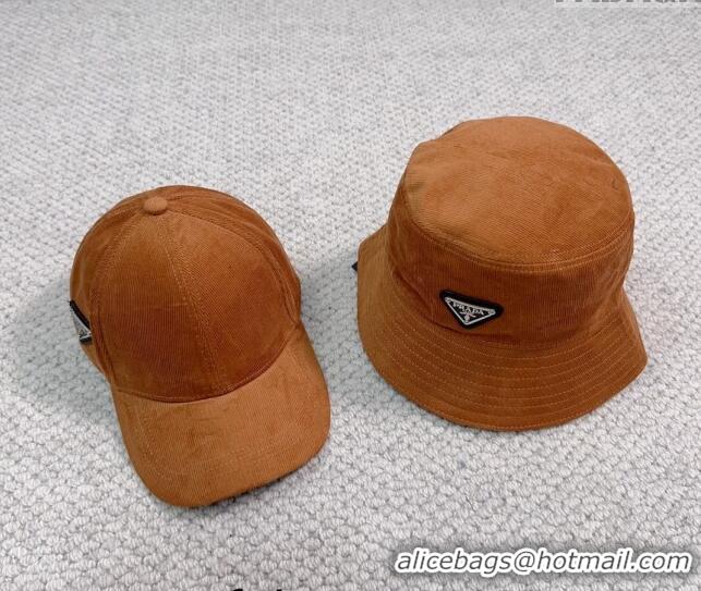 Reasonable Price Prada Corduroy Bucket Hat PR1018001 Brown 2023