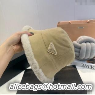 Grade Design Prada Canvas and Fur Bucket Hat 1018 Beige 2023