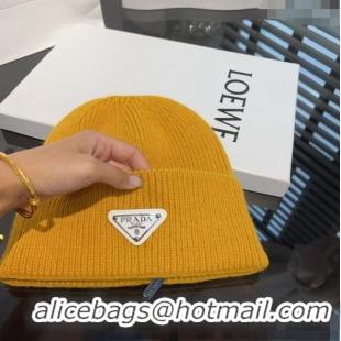 Famous Brand Prada Knit hat PR10182 Yellow 2023